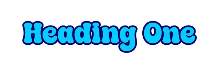 '글자 주위에 두꺼운 파란색 획이 있는 청록색 타입으로 렌더링된 "Heading One"이라는 단어'
